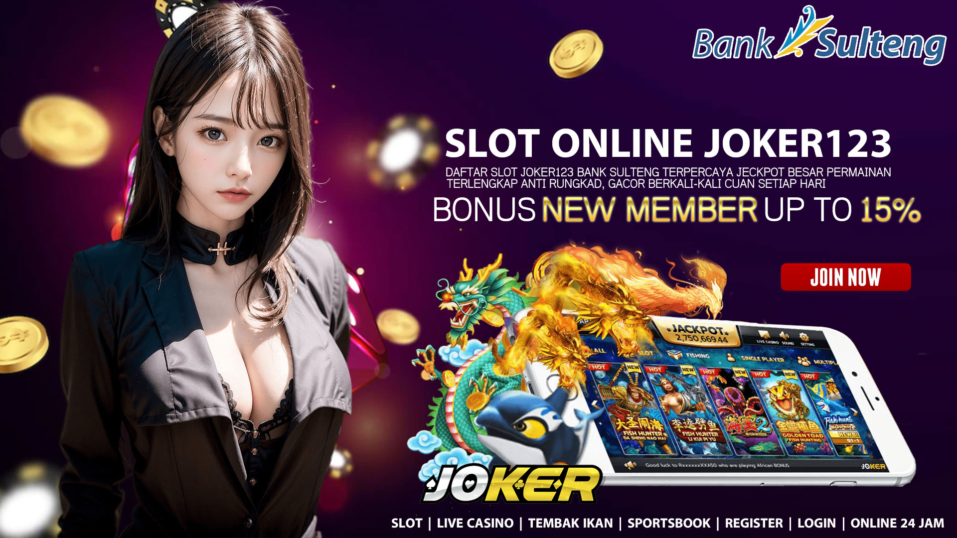 Daftar Situs Slot Joker123 Bank Sulteng Terpercaya 